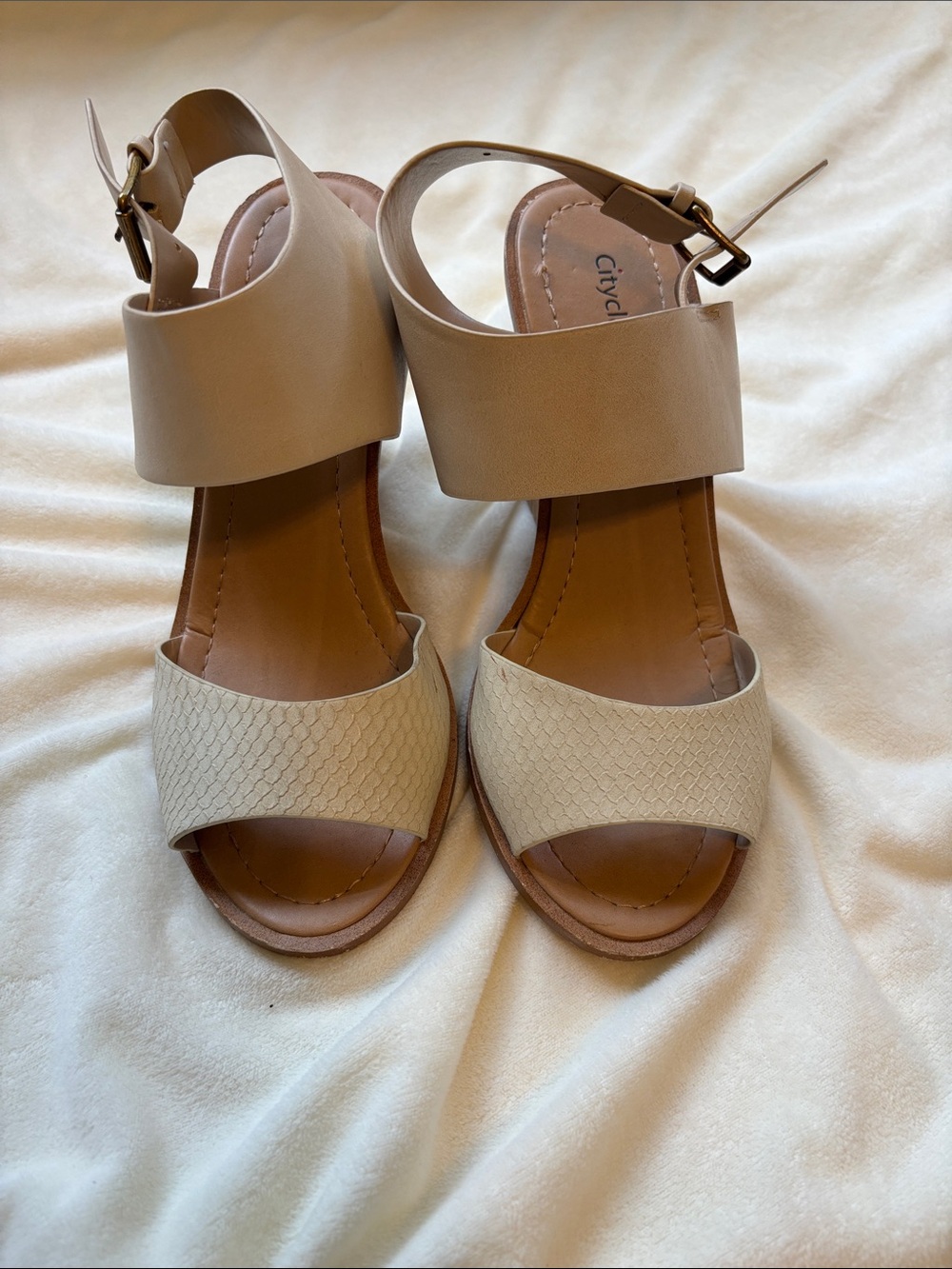 Cityclassified Neutral Beige Wide-Strap Open-Toe Sandals